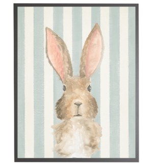 Watercolor baby Bunny on blue stripes